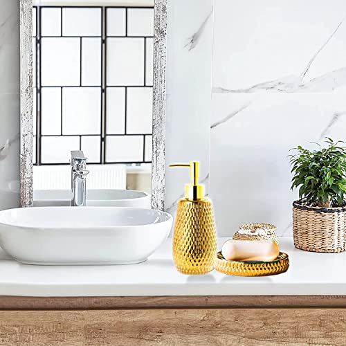 Gold Raindrop Ceramic Soap Dispenser - 12 oz Bathroom & Kitchen