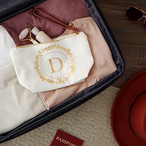 Glamlily Canvas Makeup Bag Initial D Monogram Travel Cosmetic Pouch