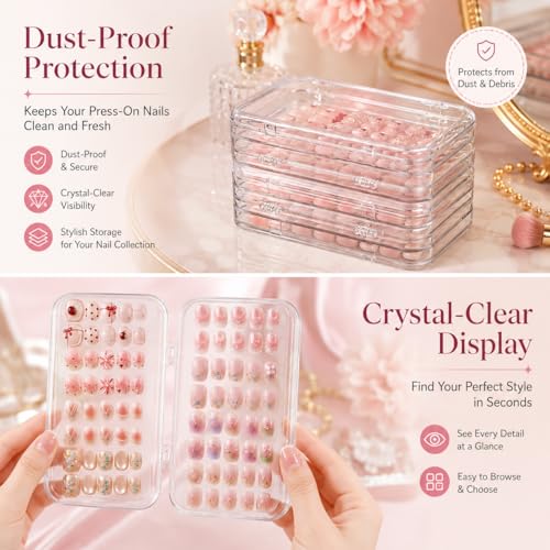 Tri-Fold Nail Organizer Case - Portable Storage for 40+ Press-On Nails