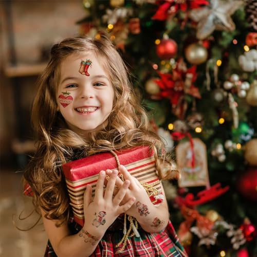 UVUXO 102 Pcs Christmas Temporary Tattoos for Kids Individually Wrapped