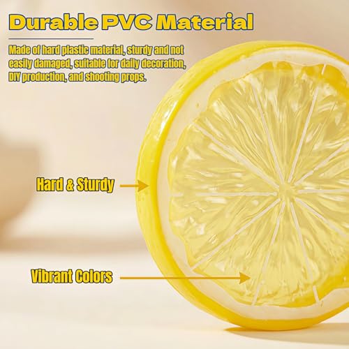 Set of 12 Realistic 2-Inch Artificial Lemon Slices for Decor