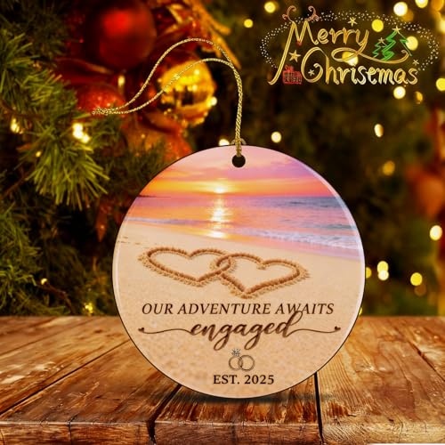 2025 Engagement Ornament for Couples - Our Adventure Awaits