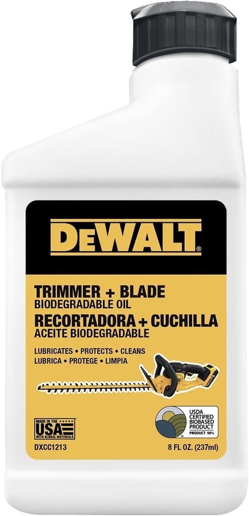 DEWALT Hedge Trimmer Oil - Eco-Friendly Biodegradable Lubricant for High-Speed Blades - 8 oz