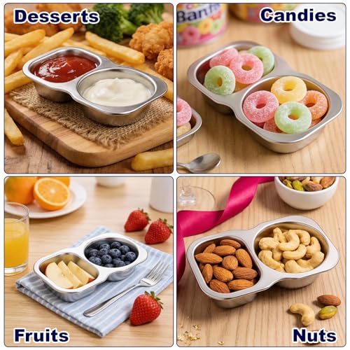 QCQHDU 2-Pack Stainless Steel Snack Containers - Leak-Proof and Portable