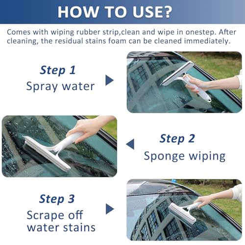 All-Purpose Shower Squeegee 2-Pack with Spray & Wiper for Glass & Surfaces
