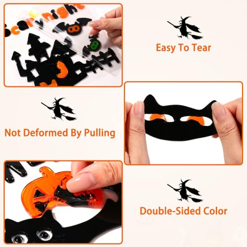 JOICEE Halloween 3 Gel Window Clings Set - Spooky Glass Decor, 6 Sheets