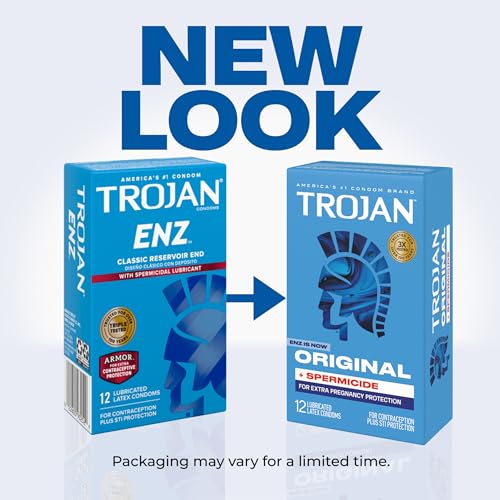 TROJAN ENZ Spermicidal Lubricated Condoms, 36 Count (Pack of 2)