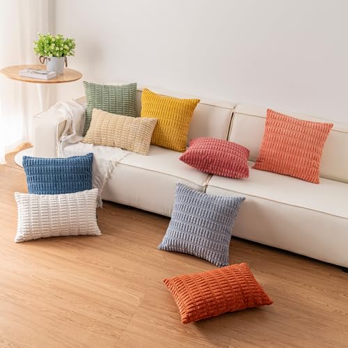 Corduroy Decorative Throw Pillow Covers 26x26 Inch Pack of 2 Light Brown