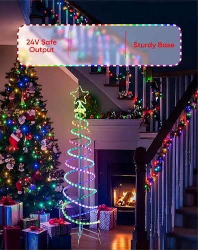 Outdoor Double Spiral Christmas Tree Light RGB+IC 3FT with Remote Control