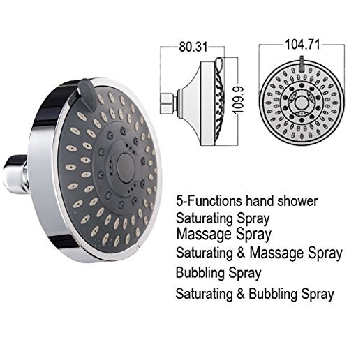 FANBODTA High Pressure Rain Shower Head with 5 Settings