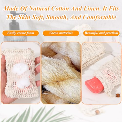 6 Pack Natural Sisal Soap Saver Bag Exfoliating Bar Soap Pouch