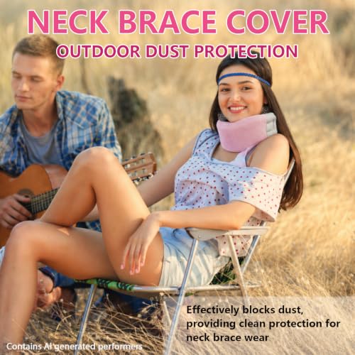 4 Pcs Breathable Cervical Neck Brace Covers - Soft Pink Support Sleeves