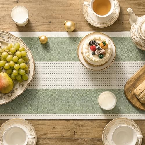 Artoid Mode Sage Green Farmhouse Table Runner 13x72 Inch - Rustic Kitchen Decor