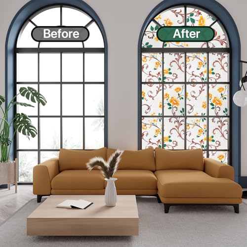 Stained Glass Window Film - Privacy & UV Protection, 17.5x78.7"