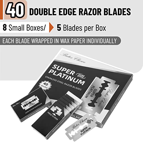 Bates Double Edge Safety Razor Blades - 40 Pack Stainless Steel