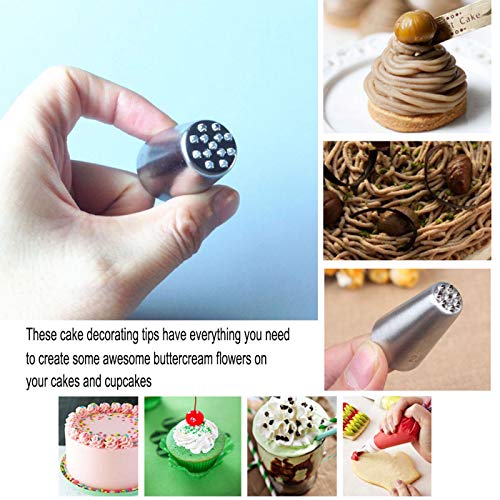 DaNaRaa 8-Piece Stainless Steel Piping Tips Set & Russian Grass Cream Nozzles