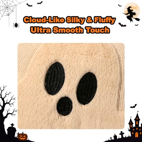 Vintage Halloween Ghost Faux Rabbit Fur Lumbar Pillow Cover 12x20