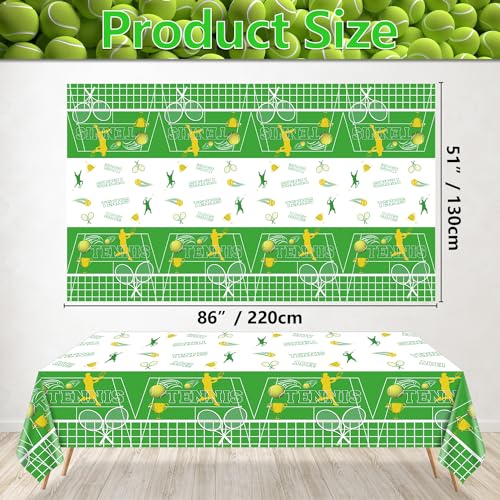 2 Pack Tennis Birthday Table Covers - 51x87'' Disposable Plastic