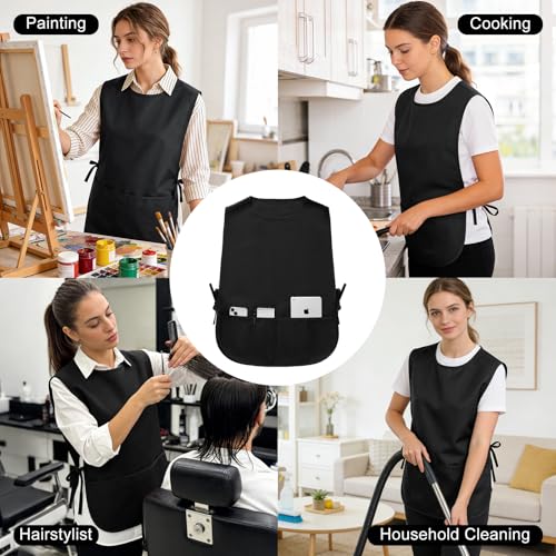 BOHARERS Smock Cobbler Apron A1-Black (19.7''x27.6'') with 3 Pockets