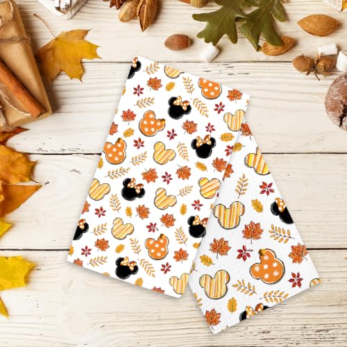 Fall Kitchen Towels - 2 Pack Cartoon Mouse Design, 14x24 Inch