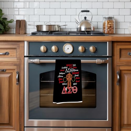 Delta Sigma Theta Sorority Kitchen Towel - Waffle Weave Dish Towel 16x24 (1642)