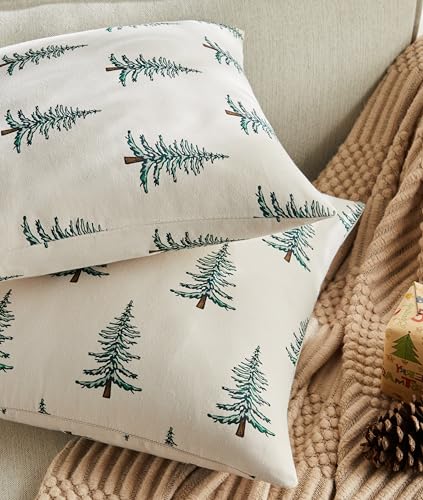 Winter Tree Christmas Pillow Covers, 18x18 Inch Cotton Set of 2