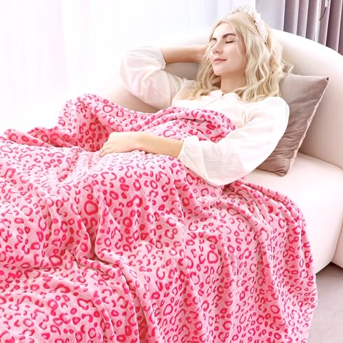 MIBOI Pink Leopard Throw Blanket - Small 40x50in Fleece