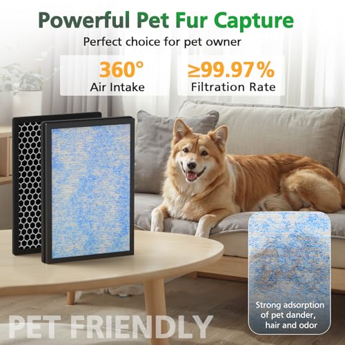 Air Max 8L Filter Compatible With Okaysou Airmax 8L Air Purifier Strong Efficiency 3-in-1 Filtration System 2 HEPA with Blue Ultrafilter & 2 Double Carbon Particles Activated Carbon Filter