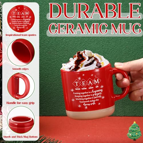 Team Appreciation Gift Mug - 13 oz Red & Milk Tea Color Ceramic Mug with Motivational Quote - Variation of THIS listing