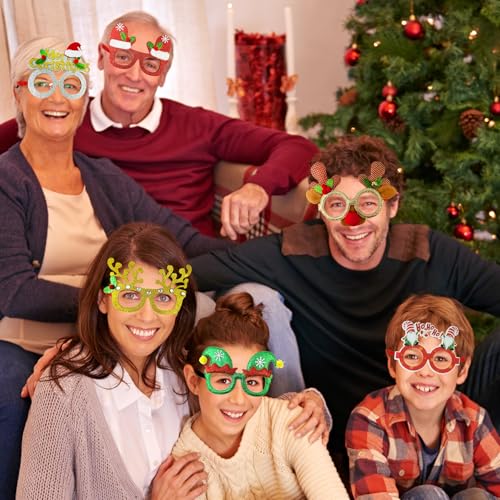 24 Pcs Christmas Glitter Party Glasses - Kids & Adults Holiday Favors & Photo Props