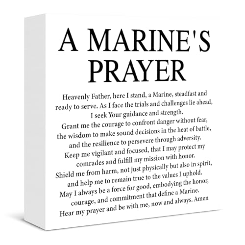 Marine's Prayer Wooden Box Sign - 5x5 Inspirational Military Wall Decor