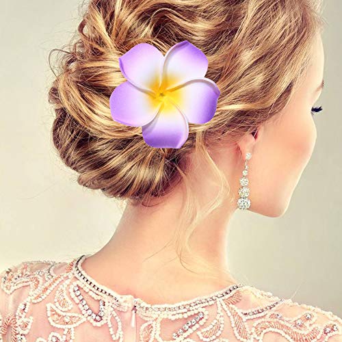CBLUO Hawaiian Flower Hair Clips 16-Pack Plumeria Barrettes