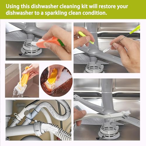 Klizdum 6-Piece Dishwasher Deep Cleaning Brush Kit for Pipes & Jets