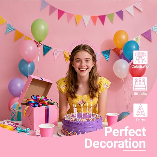 Papoopy Birthday Tiara Crown and Sash Set for Women Party Decorations