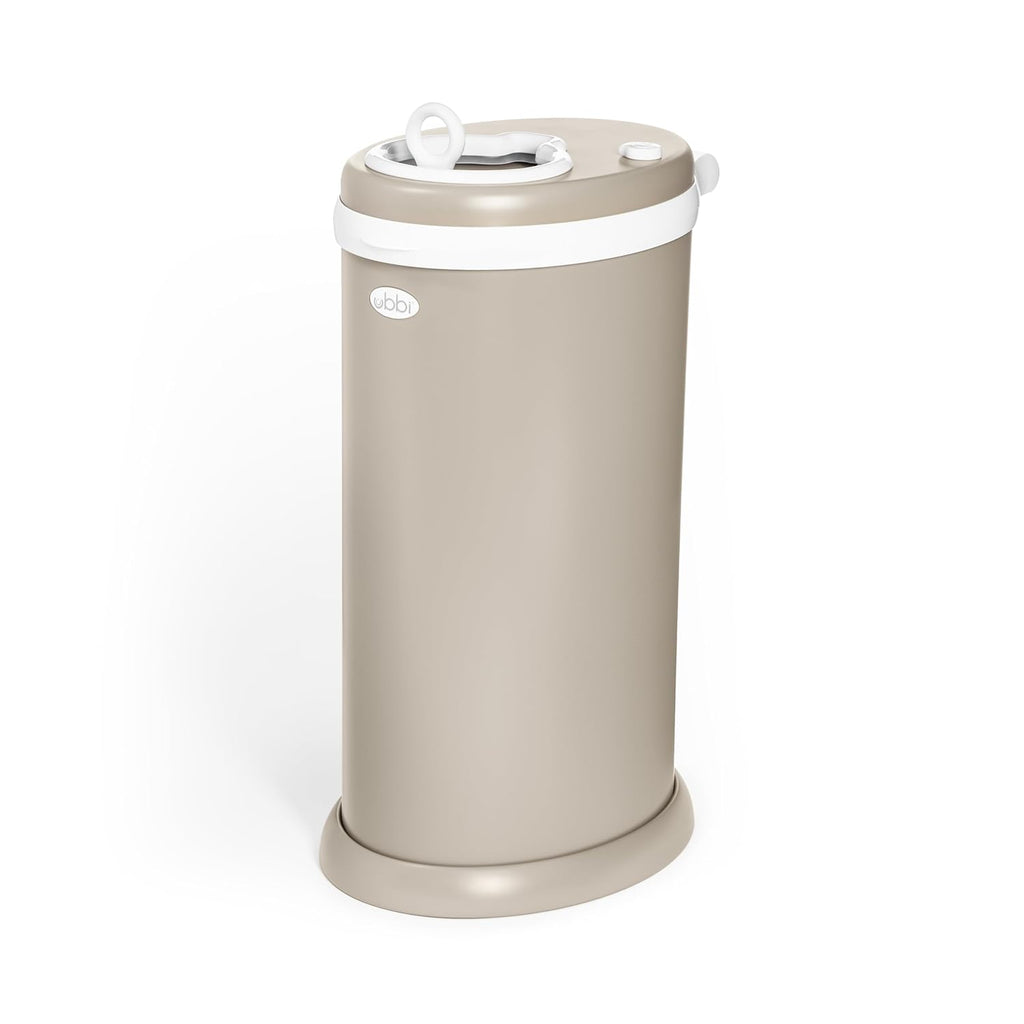Ubbi Stainless Steel Diaper Pail - Odor Locking Design | No Special Bag Required, Taupe Finish