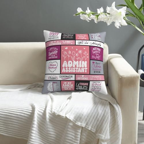 Admin Assistant Throw Pillow Cover 18x18 - Appreciation Gift for Women