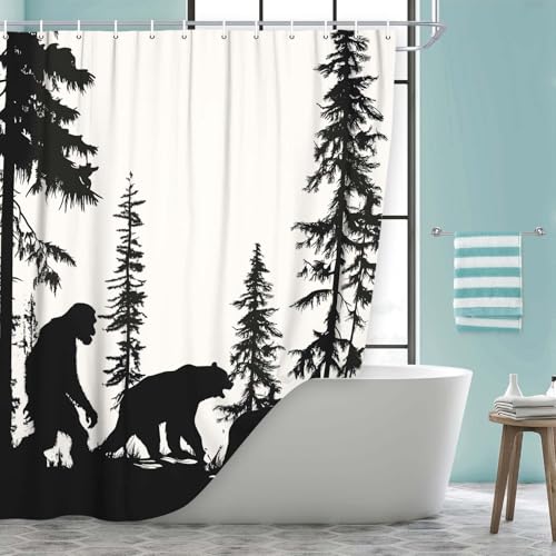 Bigfoot Forest Monster Shower Curtain, 69" x 70" Waterproof with Hooks