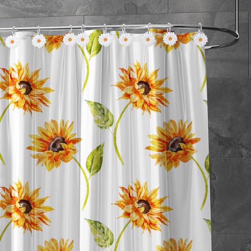 Whaline White Spring Daisy Shower Curtain Hooks Set - Floral Bathroom Decor