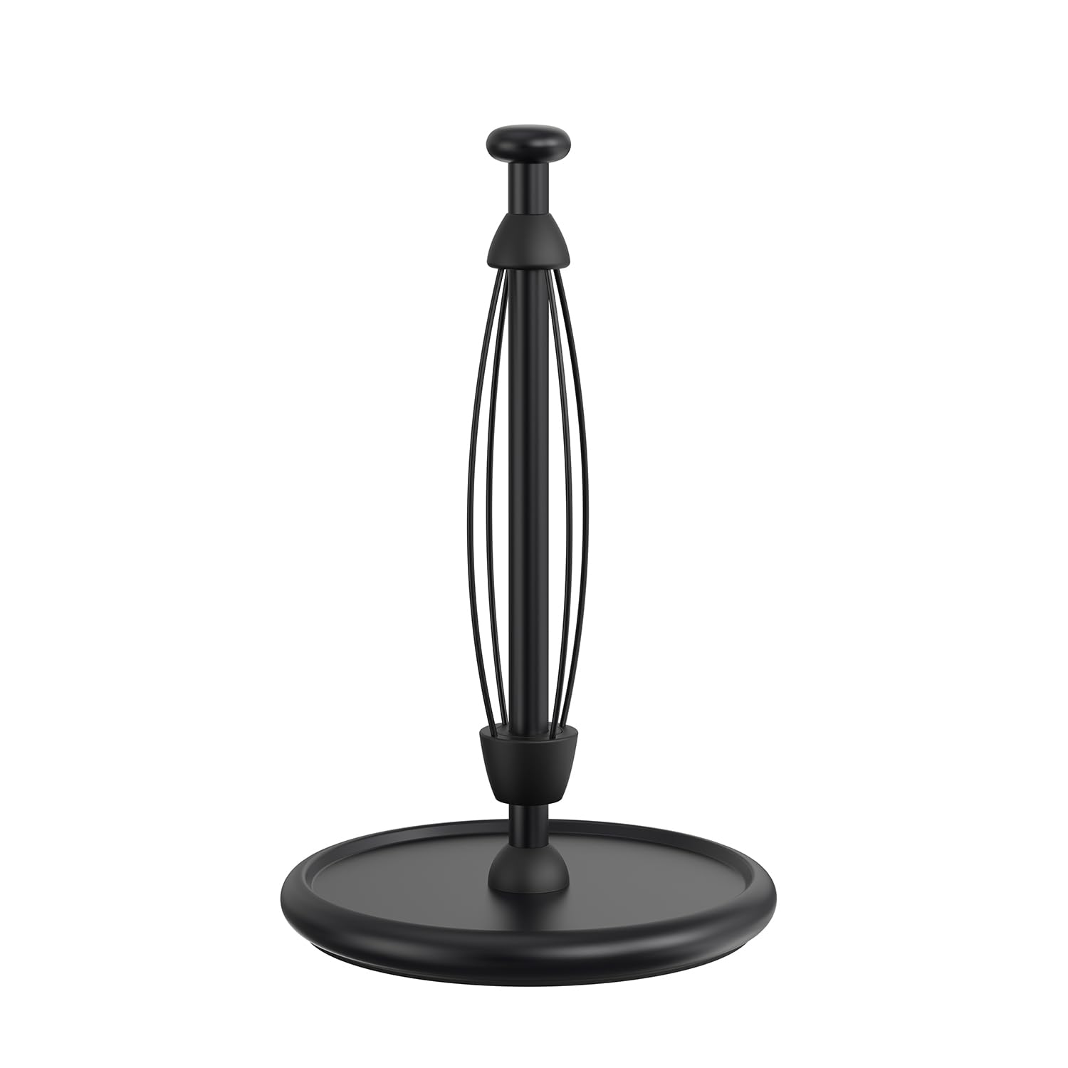 VEHHE Paper Towel Holder Countertop with Weighted Base, One-Handed Tear Paper Towel Holder with Damping Function and EVA Non-Slip Pad for Bathroom and Kitchen (Black)