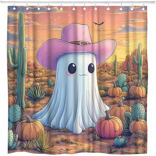 Halloween Spooky Ghost Polyester Shower Curtain 70x70 with Hooks