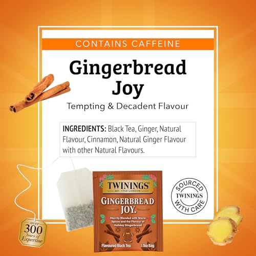 Twinings Gingerbread Joy Holiday Black Tea Bags, 20 Count