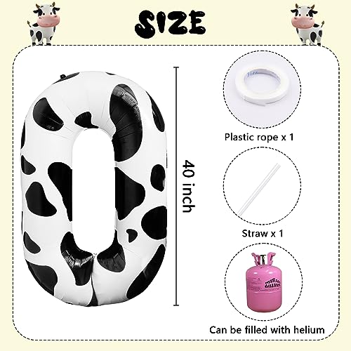 40 Inch Cow Print Number 0 Balloon for Birthday Party Decor