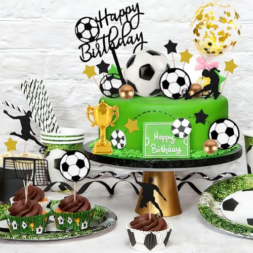 Hooqict 28Pcs Soccer Cake Decorations Set for Birthday Parties