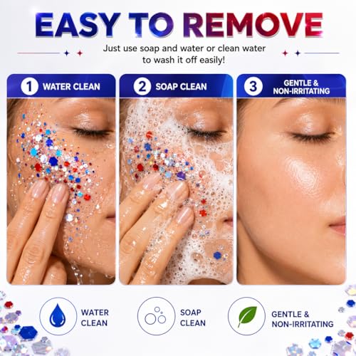 Red White and Blue Body & Face Glitter Gel - 50g Holographic