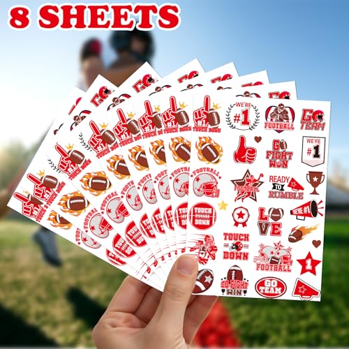 Red Team Spirit Glitter Temporary Tattoos - 180 Pcs