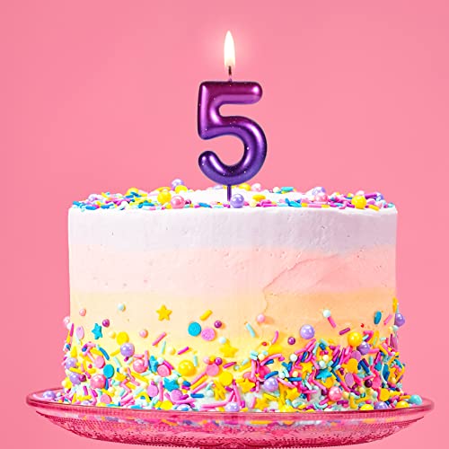 Purple and Blue Galaxy Number Candle - 2.36 Inch Birthday Cake Topper