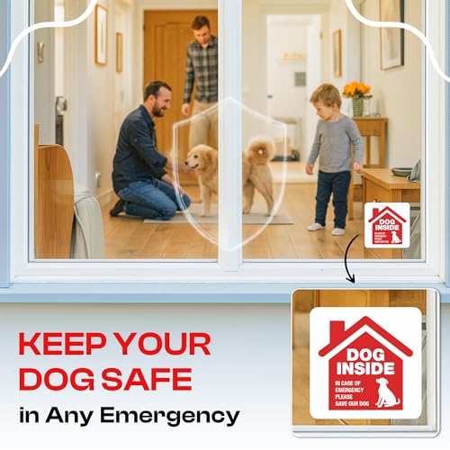 Durable Dog Inside Emergency Stickers - 4 Pack for Pet Safety