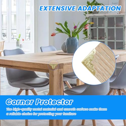Antique Gold Furniture Corner Protectors - 12 Pack, 1x1 Inch
