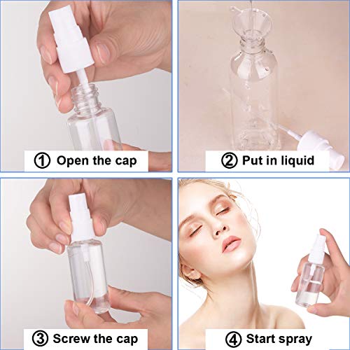 Exptolii Small Plastic Fine Mist Spray Bottles 1oz 6 Pack Travel Size