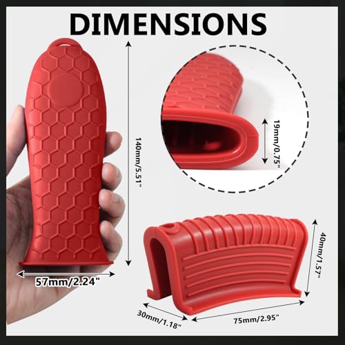 Bonsicoky Red Silicone Hot Handle Holder Sleeve Set - 4 Pieces